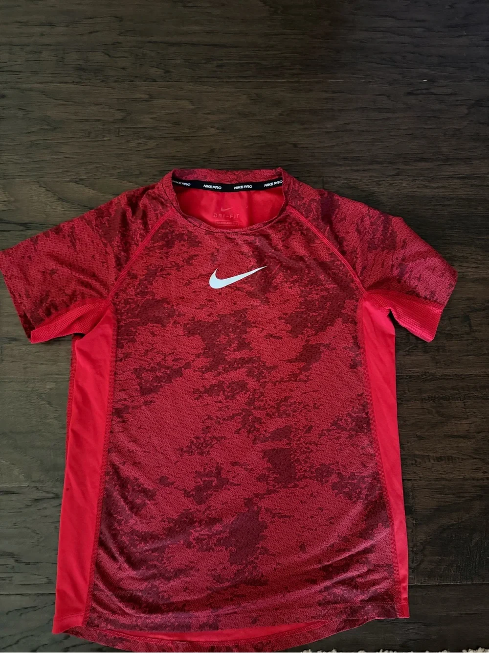 Nike Red Short-Sleeve Performance Tee with White Swoosh